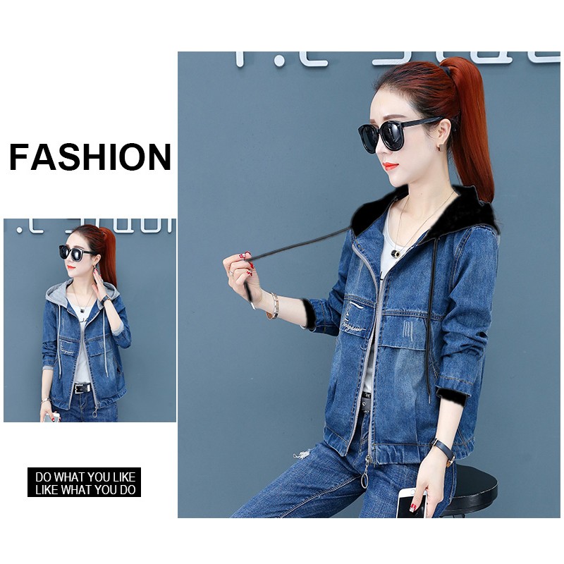 ÁO KHOÁC JEAN PHỐI NÓN ĐEN 